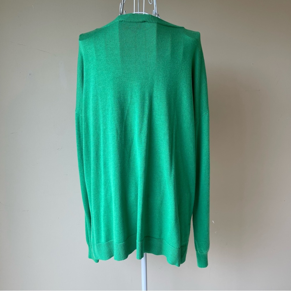 Laurie Felt Cashmere Blend Daisy Print Sweater Green long sleeve size M - Picture 6 of 10